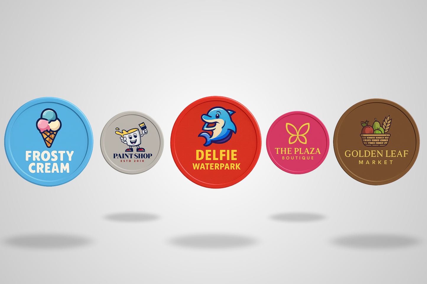 Et foto av Plastpoletter med Fargetrykk fra JM Band®. Kjøp Poletter i 29 mm her.