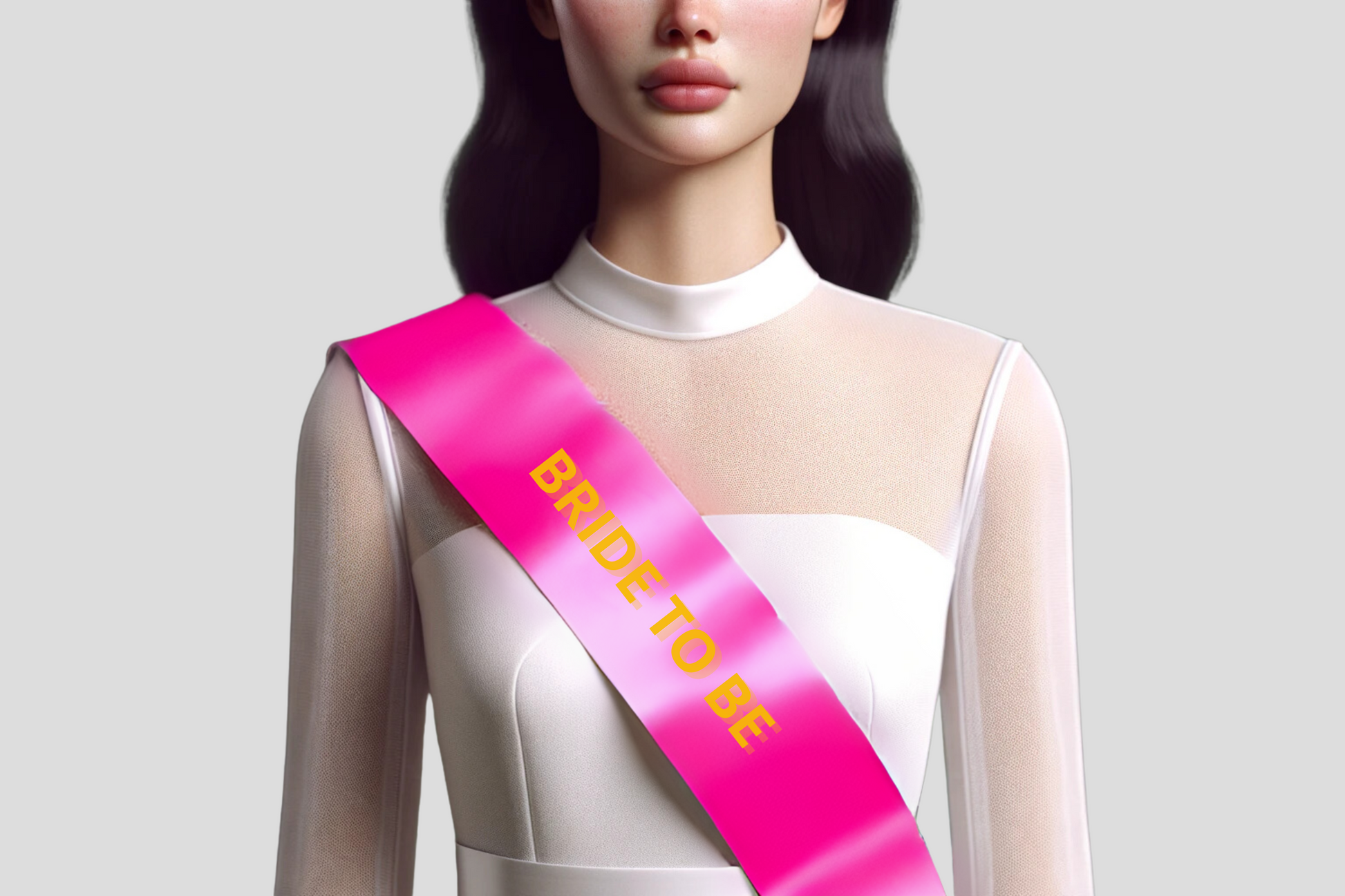 En kvinne iført rosa Ordensbånd trykk Design selv med ordene bruden skal være fra JM Band®.