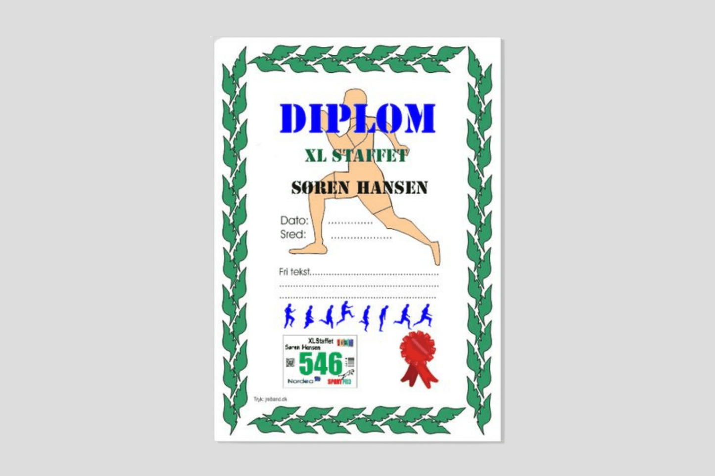 Participation Diploma Race number JM Band UK