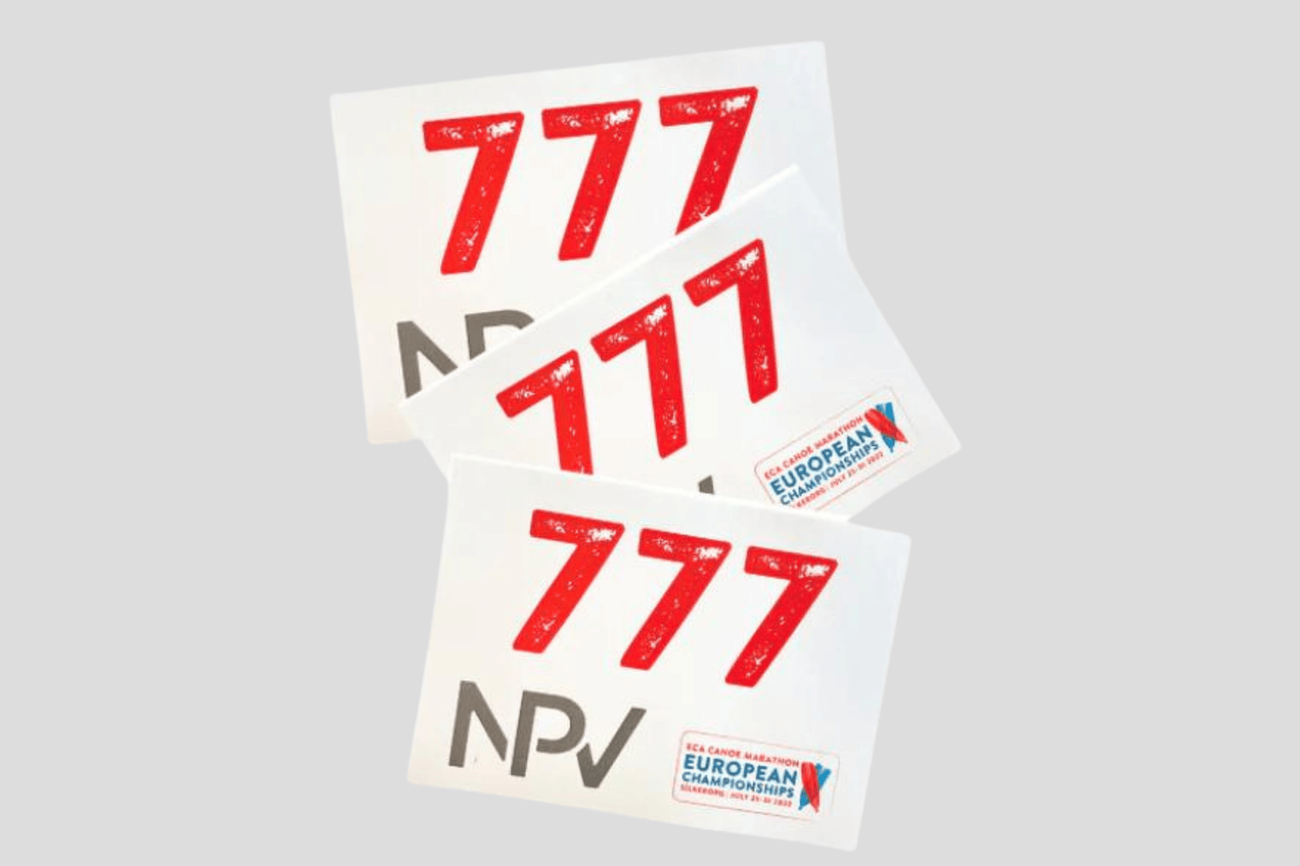 Et foto av Startnumre med trykk fra JM Band®. Kjøp Startnummer i dårlig tid, men likevel få det i tide her.