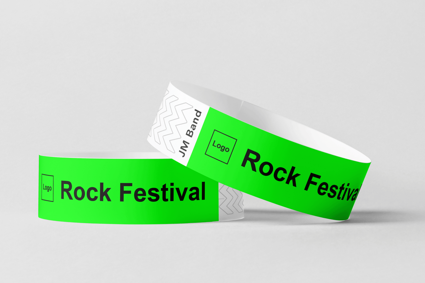 To festivaler Papirarmbånd med trykk Design selv med ordet rock på. (Merkenavn: JM Band®)