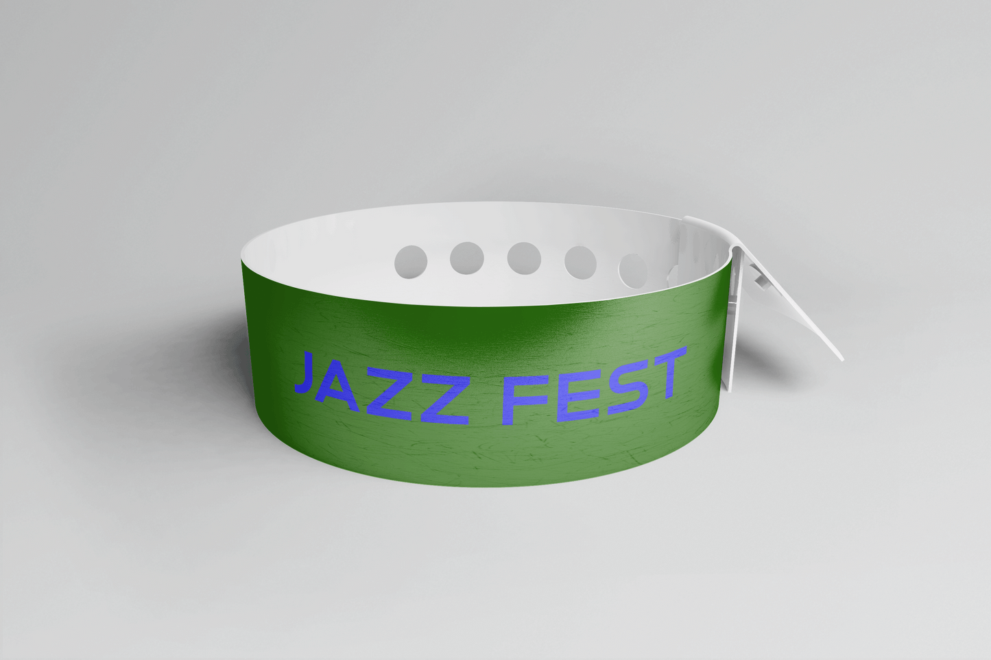 Et grønt Plastarmbånd L-print Design selv armbånd med ordet jazzfest på fra JM Band®.