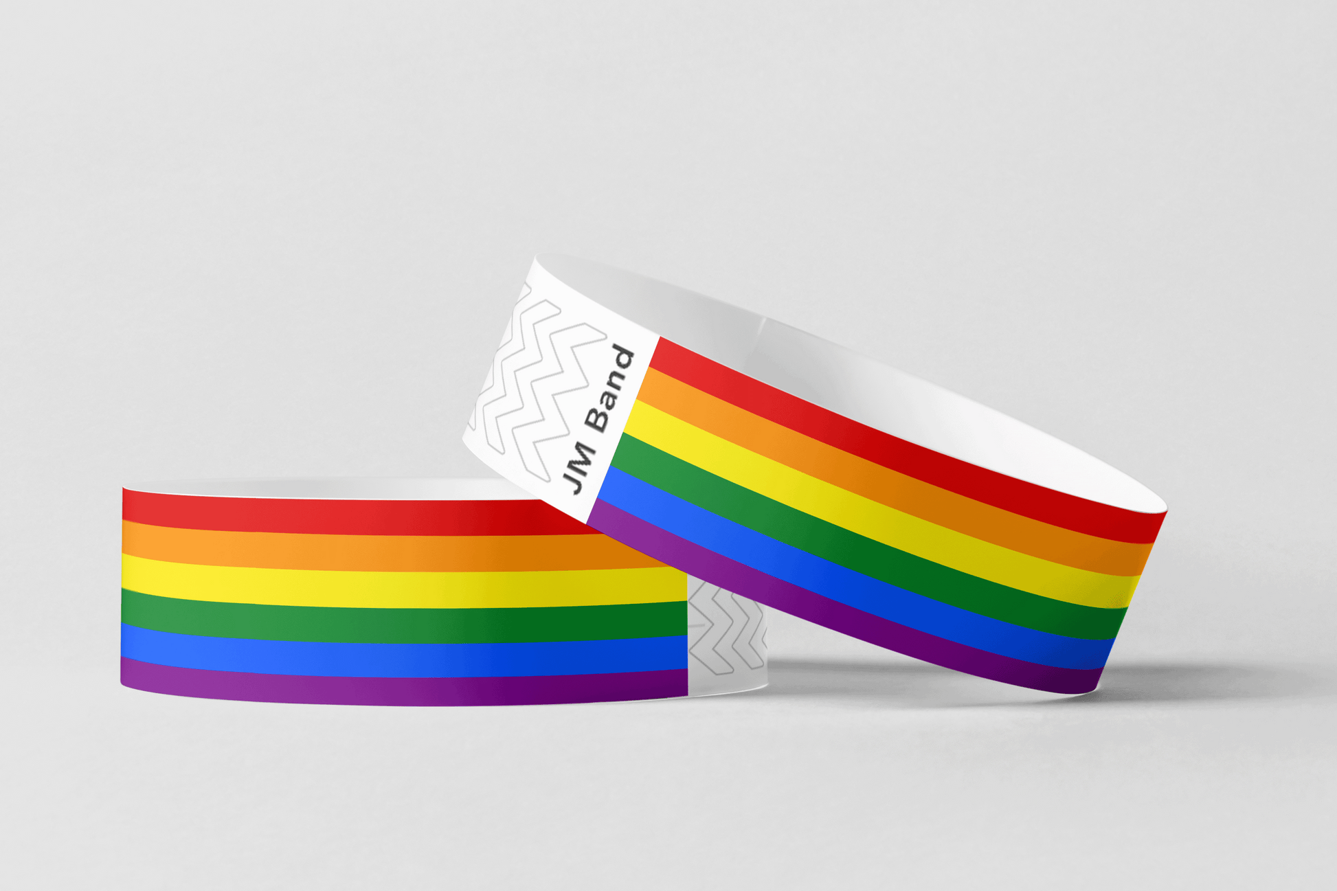 To Papirarmbånd fargetrykk via e-post fra JM Band® på hvit bakgrunn.