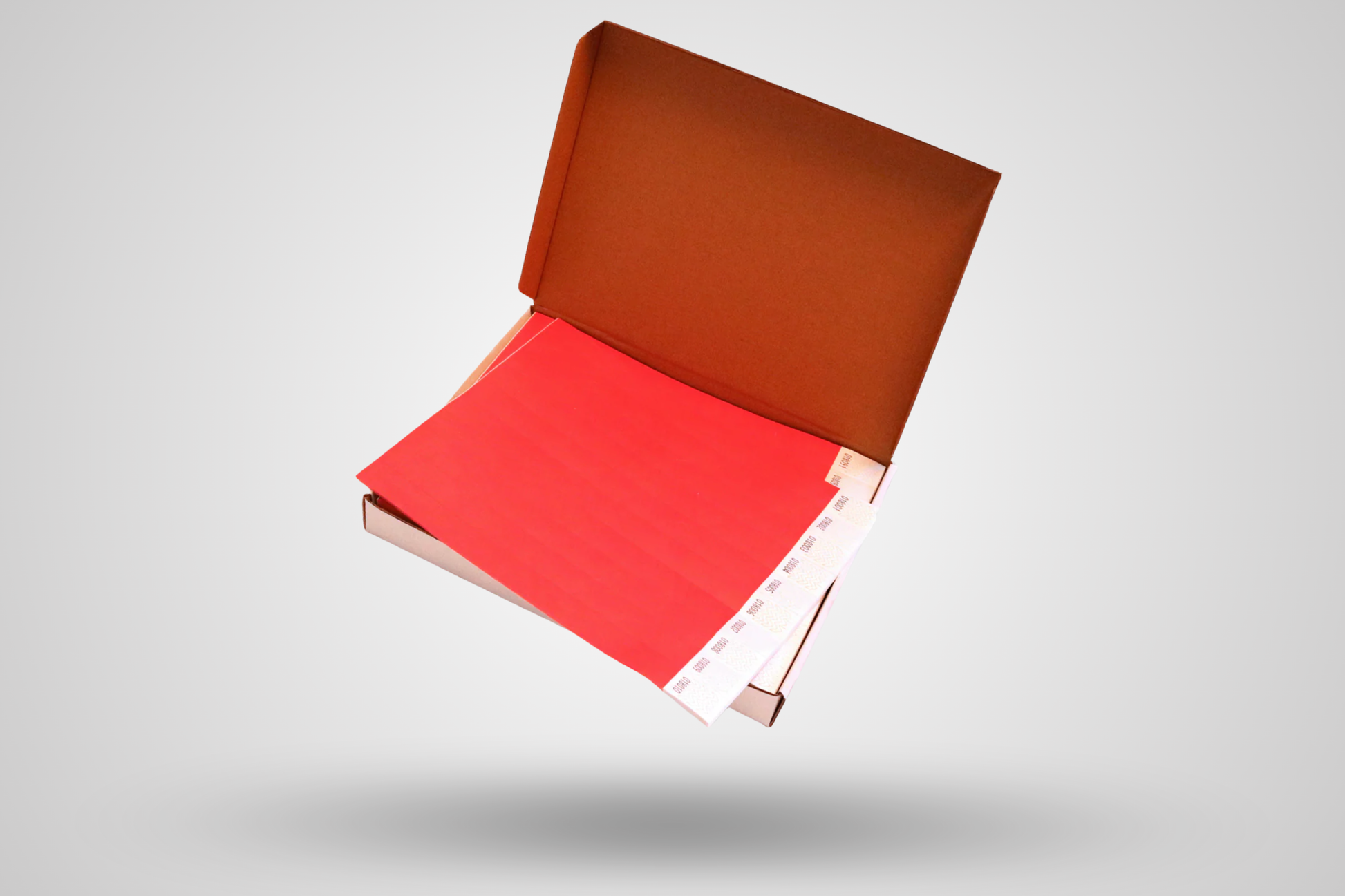 Et foto av Kasse med 1000 papirarmbånd fra JM Band®. Kjøp Papirarmbånd i Rød her.