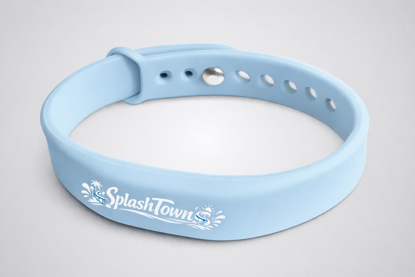 Et foto av et silikonarmbånd med NFC og eget design fra JM Band®