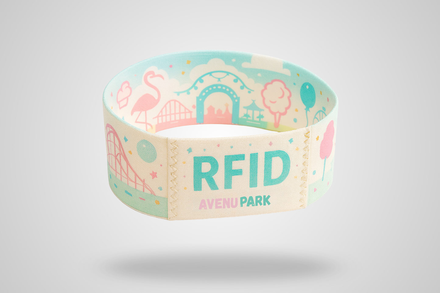 Et foto av Elastisk Armbånd Fargetrykk fra JM Band®. Kjøp Stoffarmbånd i 145 mm her.